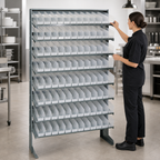 Thumbnail image #4 for Quantum QPRS-100CL Sloped Single-Sided Pick Rack with 8 Shelves and 96 Clear Bins, 12"D x 36"W x 60"H, 400 lb. Capacity