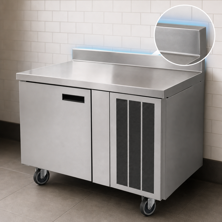 Product image #4 for Delfield 60-Inch Two-Section Refrigerated Work Table with 4-Inch Backsplash, 15.12 Cu. Ft., Side-Mounted R290 Refrigeration