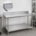 Thumbnail image #4 for Advance Tabco 84-Inch x 30-Inch 430 Stainless Steel Work Table with 5-Inch Backsplash and Adjustable Undershelf