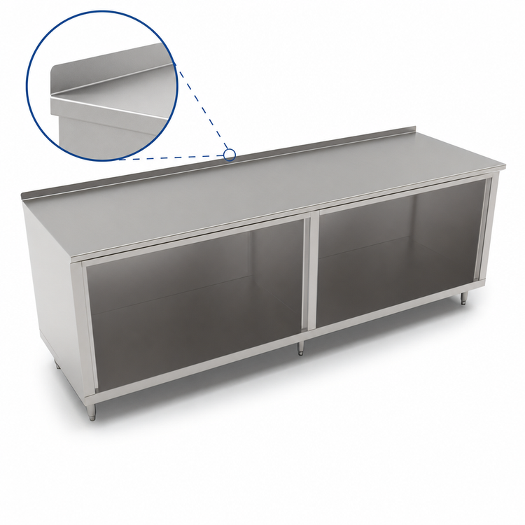 Product image #4 for John Boos Open Front Cabinet Base Work Table with 1-1/2" Rear Riser, 144" W x 36" D