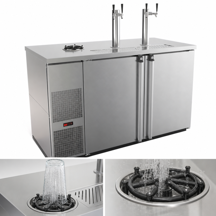 Product image #4 for Pro-Line E-Series 59-1/2" Two-Section Direct Draw Draft Beer Cooler with 3-Faucet Towers