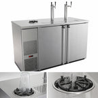 Thumbnail image #4 for Micro Matic USA Pro-Line MDD58S-E Two-Section Direct Draw Draft Beer Cooler, 59-1/2"W, Stainless Steel, 3-Faucet Towers, Glass Rinser