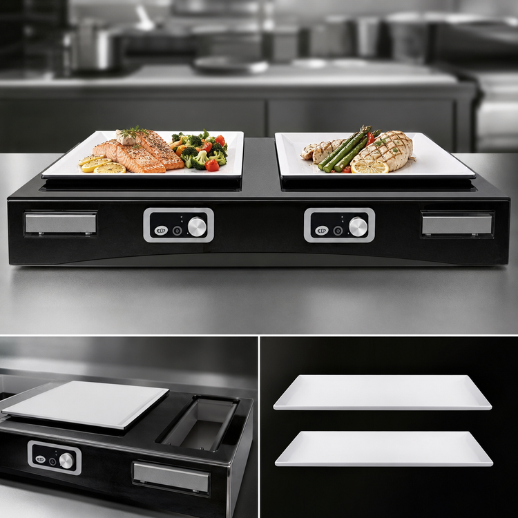 Product image #4 for TableCraft Double Induction Countertop Action Station Kit, 2-Burner, Brushed, Translucent Black