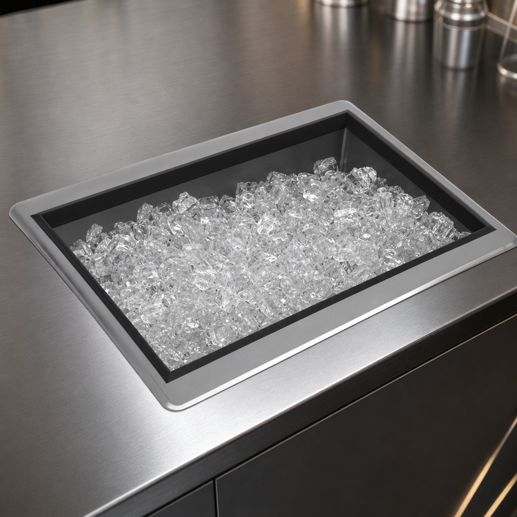 Product image #4 for Advance Tabco Bar King Drop-In Ice Bin with 7-Circuit Cold Plate and Sliding Cover, 50 lb Capacity
