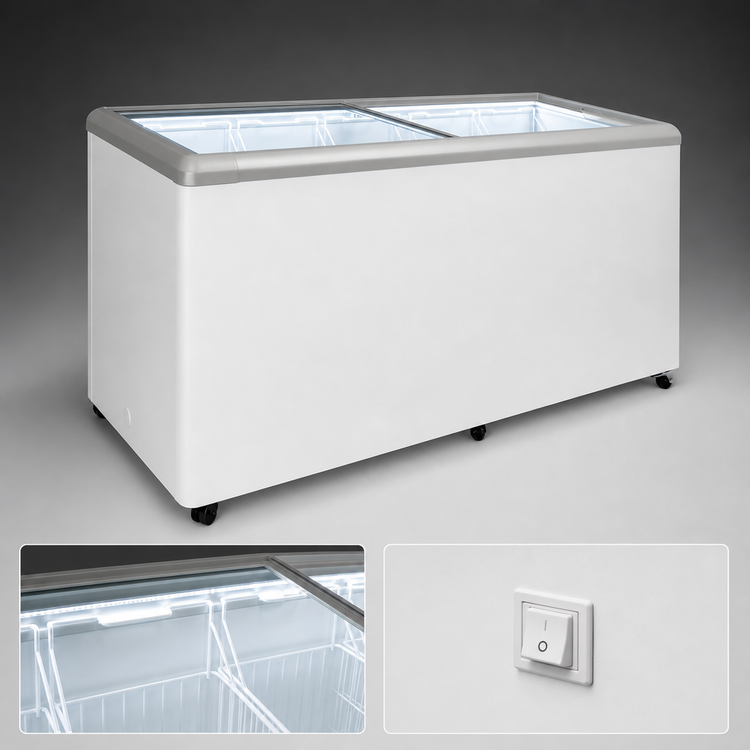 Product image #4 for Master-Bilt COLDIN-3 MSF-71AN 20 Cu. Ft. Flat Lid Glass Sliding Display Chest Freezer