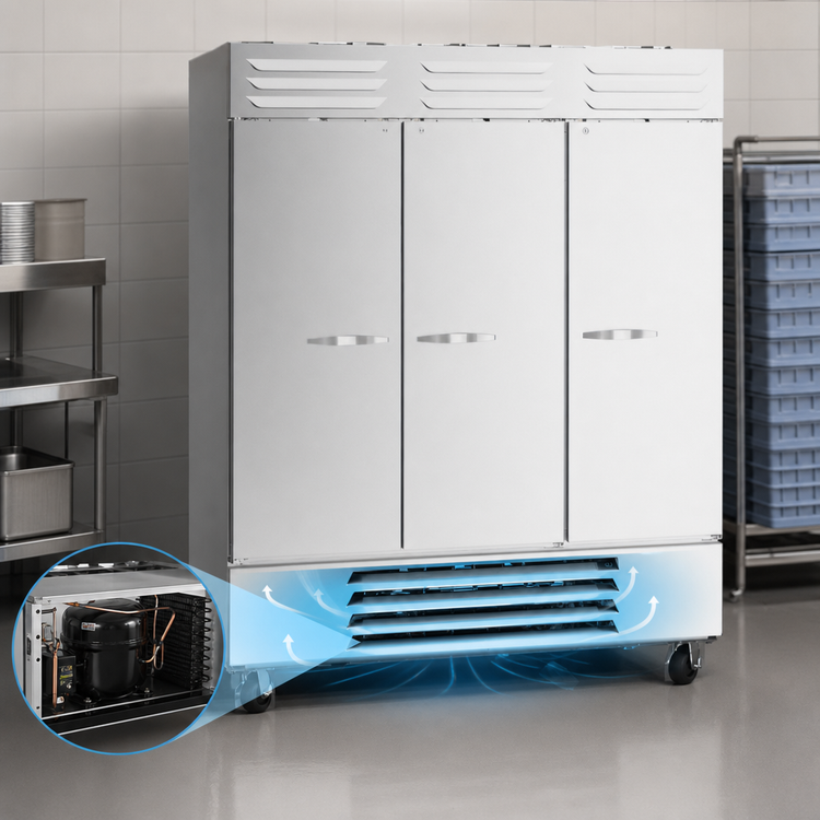 Product image #4 for Beverage-Air Vista® 3-Section Bottom-Mount Reach-In Freezer with Solid Doors, 75" W, 68.43 Cu. Ft.