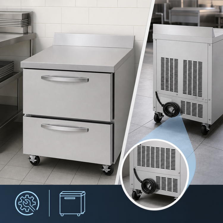 Product image #4 for Turbo Air PRO Series One-Section 2-Drawer Worktop Freezer, 6.8 Cu. Ft., Self-Contained, 27-1/2 Inch Wide