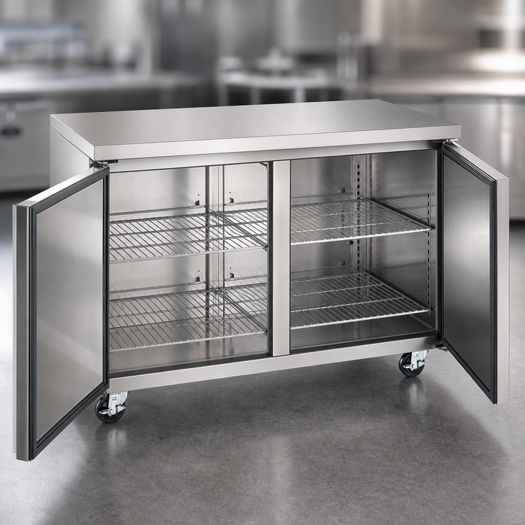 Product image #4 for Hurakan by Equip.me 36-Inch Two-Section Undercounter Refrigerator with Solid Doors