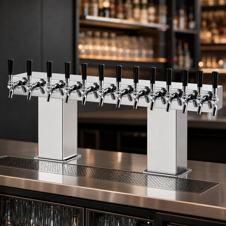 Product image #4 for Perlick Bridge Tee Countertop Extra High 10-Faucet Glycol-Cooled Draft Beer Tower, Polished Chrome