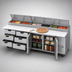 Thumbnail image #4 for Beverage-Air DPD119HC-6T Four-Section Pizza Top Refrigerated Counter, 119-Inch Wide, 6 Drawers, 2 Doors