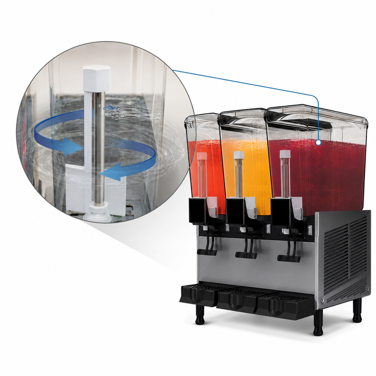 Product image #4 for Vollrath Pre-Mix 3-Bowl Refrigerated Beverage Dispenser with 5.28-Gallon Bowls, Stirring Paddle, 115V