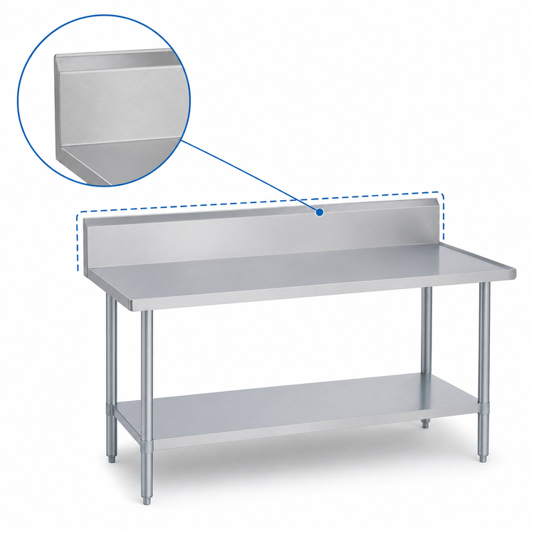 Product image #4 for Duke 108-Inch x 24-Inch Stainless Steel Underbar Work Table with 10-Inch Riser and Galvanized Undershelf