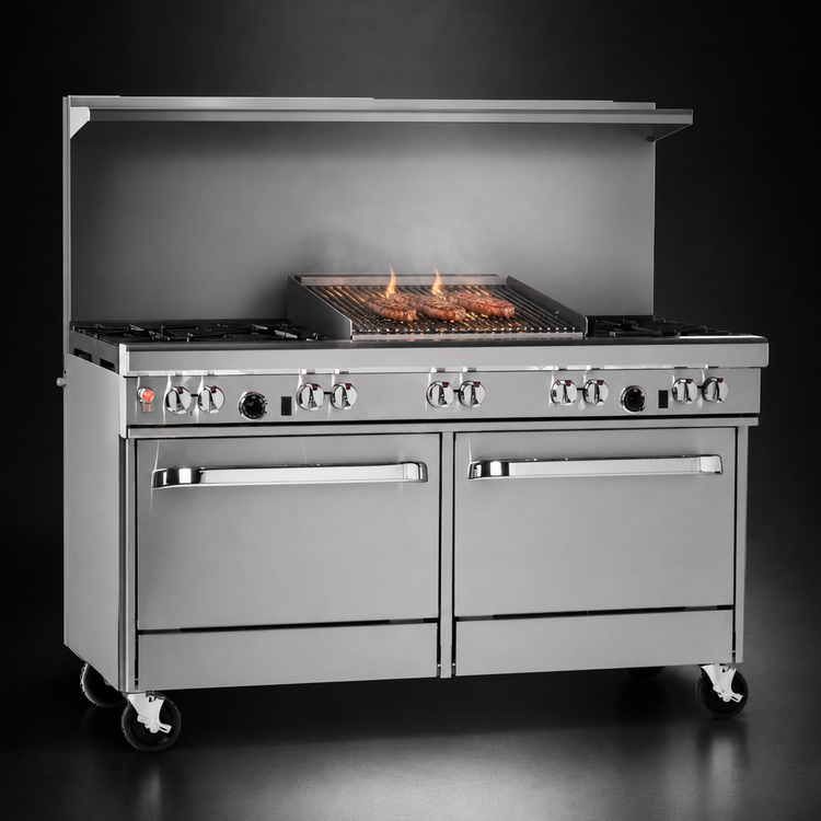 Product image #4 for Southbend Ultimate 60-Inch Gas Restaurant Range with 4 Open Burners, 36-Inch Charbroiler and 2 Cabinets