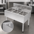 Thumbnail image #5 for Top Shelf Three-Compartment Underbar Multi-Tank Sink Unit, 36 x 24 Inches, Stainless Steel, with Backsplash