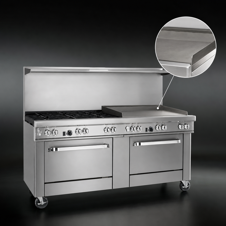Product image #4 for Ultimate 72-Inch Gas Restaurant Range with 5 Burners, 36-Inch Griddle, and Dual Convection Ovens