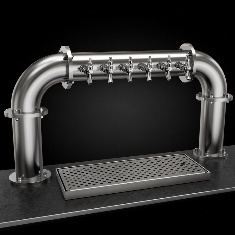Product image #4 for Glastender 6-Faucet Stainless Steel Pipe Pass-Thru Air-Cooled Countertop Draft Dispensing Tower