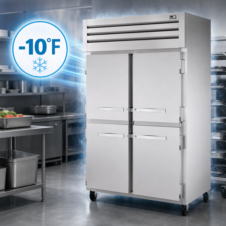 Product image #4 for True SPEC SERIES Two-Section Reach-In Freezer, -10°F, 4 Half Doors with Locks, Self-Contained Top-Mounted