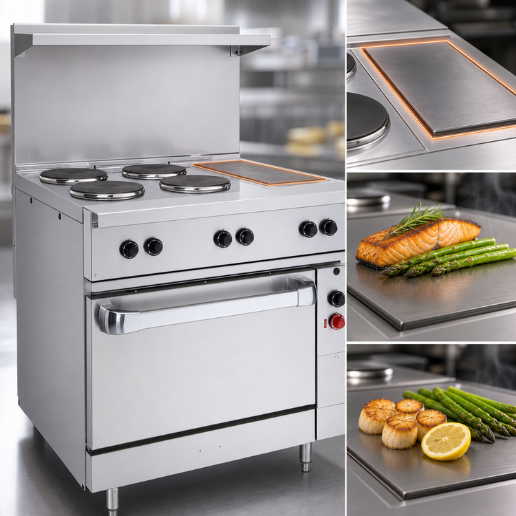 Product image #5 for Vulcan 36-Inch Electric Restaurant Range with 4 French Plates, 12-Inch Hot Top, and Standard Oversized Oven