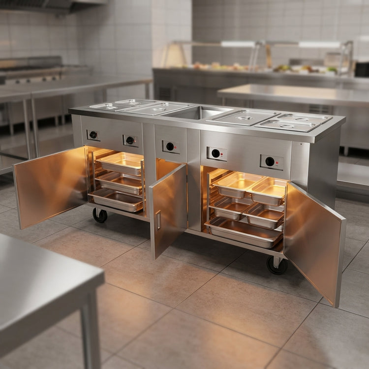 Product image #3 for DineXpress DXP6HFHIB 6-Well Electric Hot Food Serving Counter with Heated Base