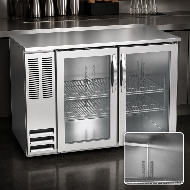 Product image #4 for Beverage-Air BB48HC-FG-S 48-Inch Food-Rated Back Bar Refrigerator with Glass Doors
