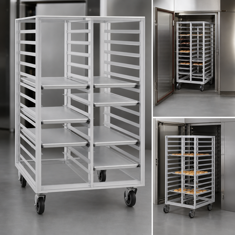 Product image #4 for Channel Manufacturing 410A-DOR Standard Heavy-Duty Double-Section Side-Loading Aluminum Bun Pan Rack, No Lift