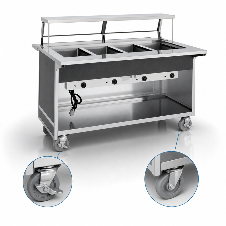 Product image #4 for Atlas Metal BLH-4-OT Mobile Hot Food Serving Counter with 4 Wells