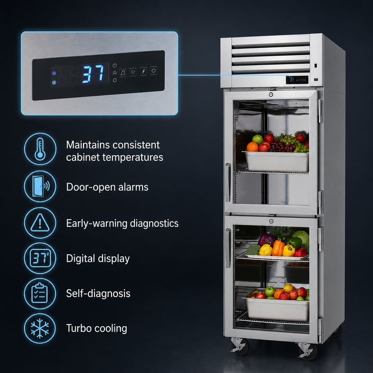 Product image #4 for Turbo Air PRO Series One-Section Glass Half-Door Reach-In Refrigerator, Top-Mount, 25.73 Cu. Ft., R-290
