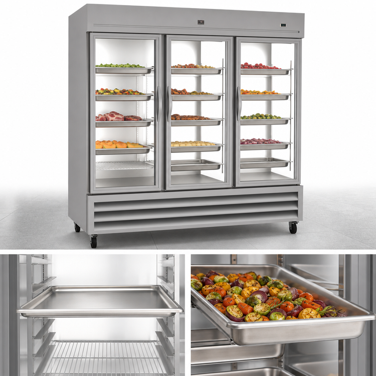 Product image #4 for Kelvinator Commercial 81-Inch Three-Section Reach-In Refrigerator with Three Glass Doors