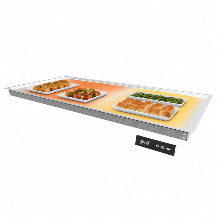 Product image #4 for Vollrath Recessed Drop-In Heated Shelf, 74-Inch Wide, Dual Warming Zones, Stainless Steel