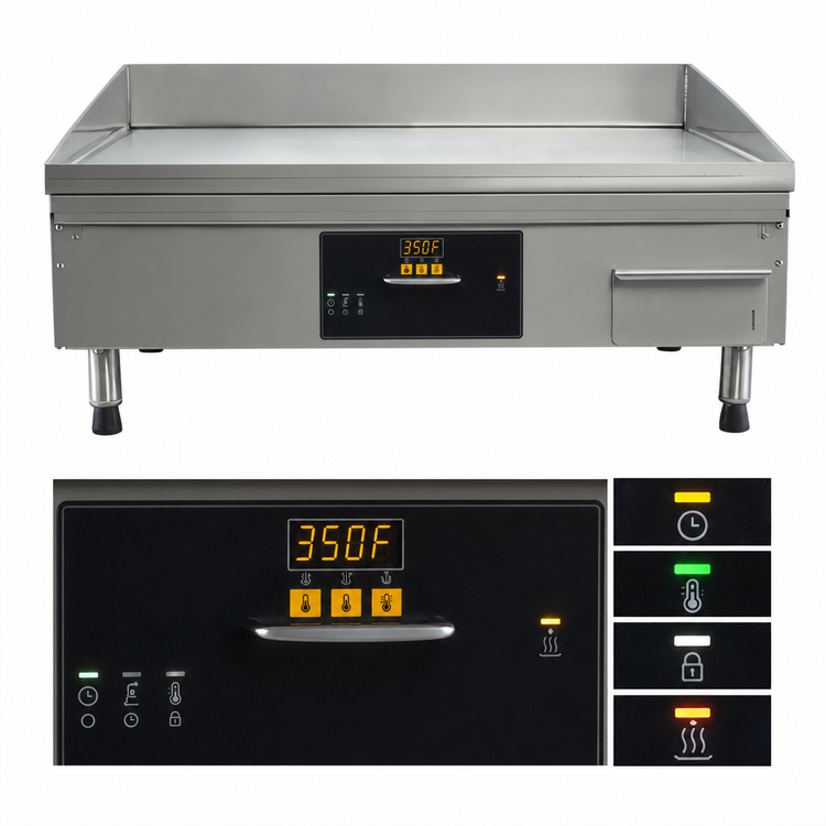 Product image #4 for AccuSteam 48-Inch x 24-Inch Electric Steam-Heated Countertop Griddle with Digital Controls, 480V 3-Phase