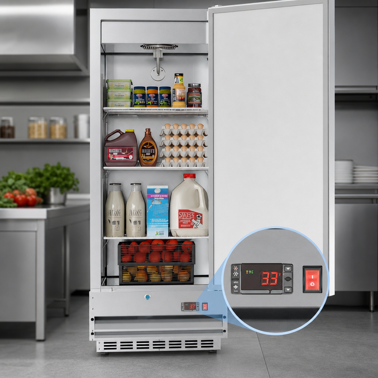 Product image #4 for KoolMore 25-Inch Wide 12 Cu. Ft. One-Section Reach-In Refrigerator with Solid Door and Bottom-Mount Refrigeration