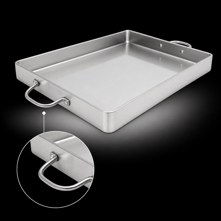 Product image #4 for Crestware Small Aluminum Commercial Griddle with Heavy-Duty Wire Loop Handle, 17 x 12-1/2 x 5mm