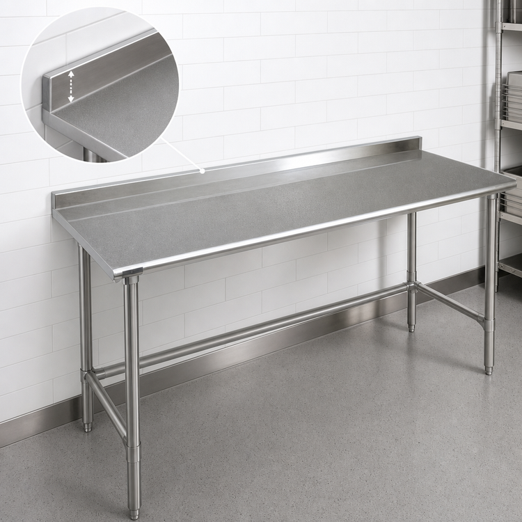 Product image #4 for Eagle Spec-Master 144-Inch x 30-Inch Stainless Steel Work Table with Rear Upturn and Tubular Base