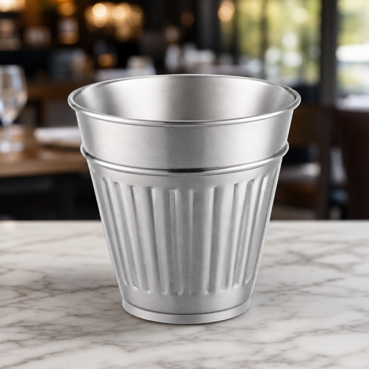 Product image #4 for American Metalcraft Tabletop Stainless Steel Trash Can, 32 oz, Brushed Finish