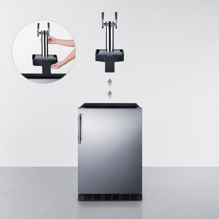 Product image #4 for Summit Commercial 24-Inch Built-In Floating Tap Dual Tap Beer Kegerator, ADA-Compliant, Black Cabinet, Stainless Steel Door, 5.8 Cu. Ft.