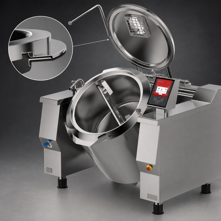 Product image #4 for Baskett UPRIG062M_V1 62 Gallon Gas Tilting Kettle with Mixer