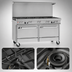 Thumbnail image #4 for Southbend Ultimate 60-Inch Commercial Gas Restaurant Range with 2 Open Burners, 48-Inch Griddle, Convection Oven and Cabinet Base