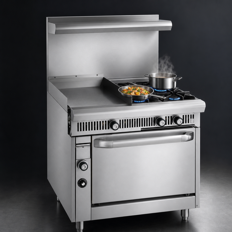 Product image #4 for Imperial Spec Series Heavy Duty 36-Inch Gas Range with 18-Inch Thermostatic Griddle, 2 Open Burners, and Standard Oven