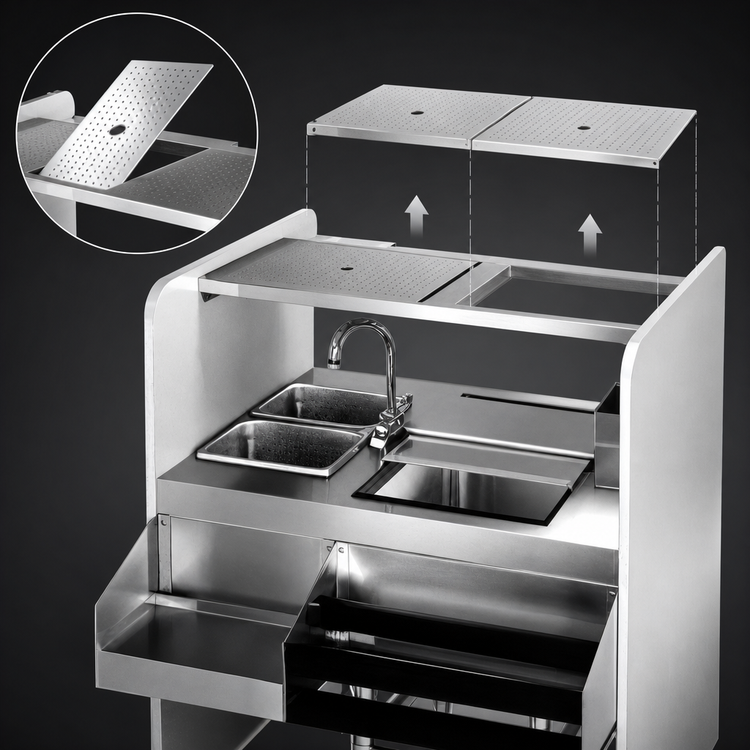 Product image #4 for Spec-Bar CS42-32R 42"W Cocktail Station with Blender Shelf, Ice Bin, and Double Speed Rail