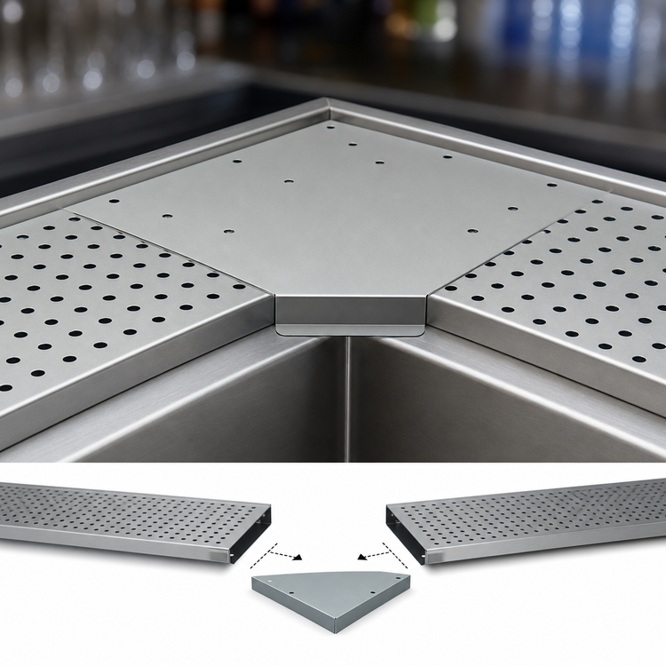 Product image #4 for Advance Tabco 45° Inside Corner Stainless Steel Drink Rail Filler for DRKR Series