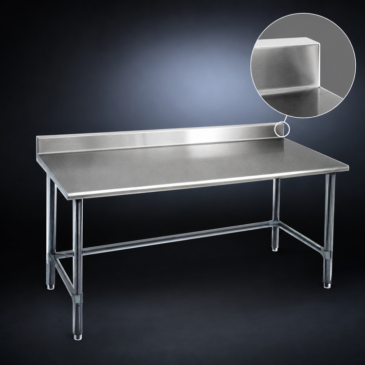 Product image #4 for Eagle Group Budget Series 84-Inch x 30-Inch Stainless Steel Work Table with 4-1/2-Inch Backsplash and Galvanized Tubular Base