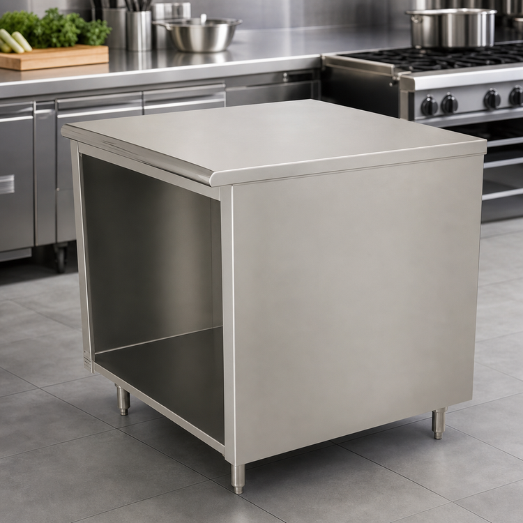 Product image #4 for Advance Tabco Special Value Series 48-Inch x 30-Inch 16-Gauge 304 Stainless Steel Flat Top Open Base Work Table