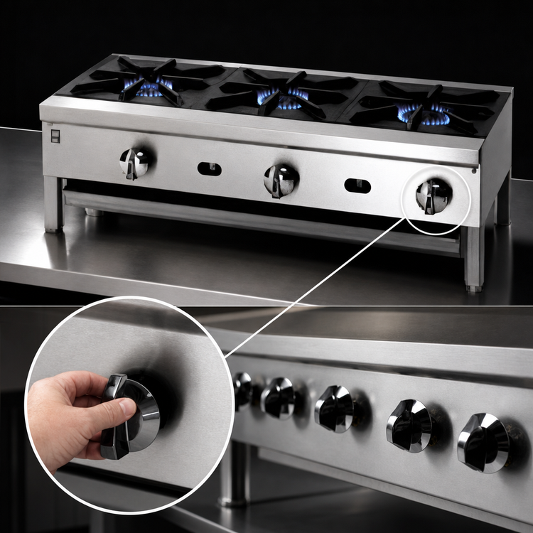 Product image #4 for Supreme 24-Inch Countertop Gas Hot Plate with 4 Open Burners, 110,000 BTU