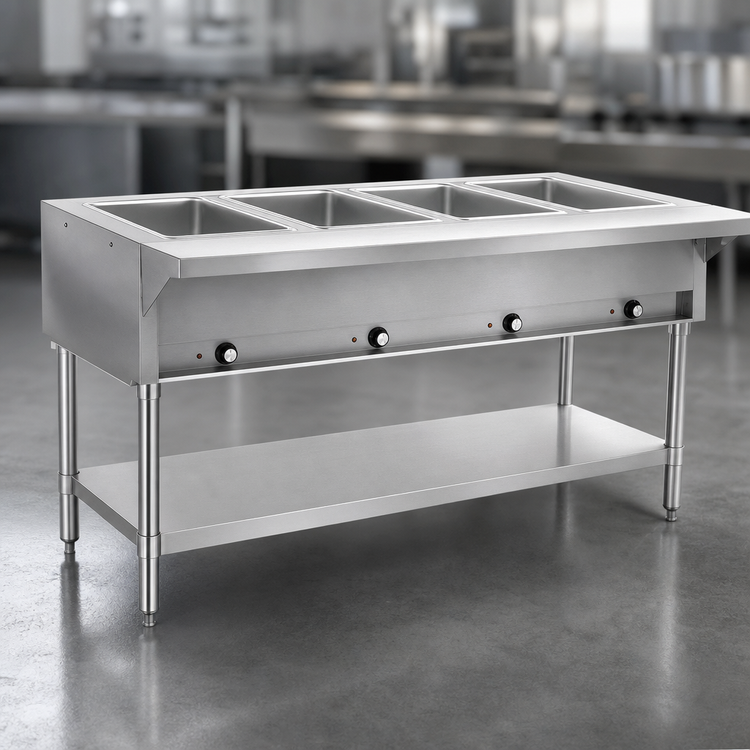 Product image #4 for Eagle Group SDHT5-208-3 79-Inch Electric Hot Food Table with 5 Dry Wells, Stainless Steel Open Base, 208V 3-Phase