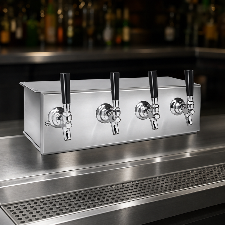 Product image #4 for Perlick 13-Inch Space Saver Underbar Draft Beer Dispensing Head, 3 Faucets, Bottom Lead
