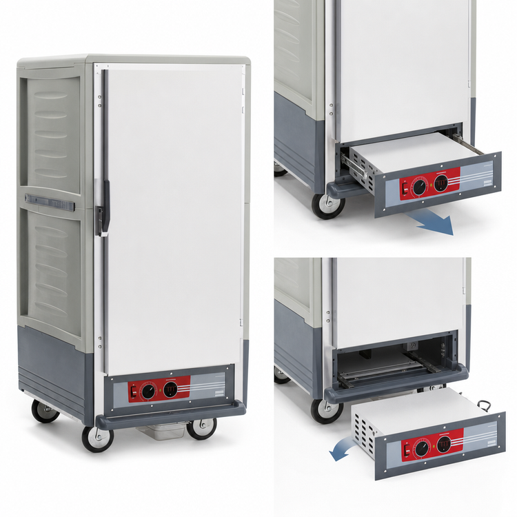 Product image #4 for Metro C5 3 Series 3/4 Height Heated Holding Cabinet with Solid Door, Fixed Wire Slides, Gray