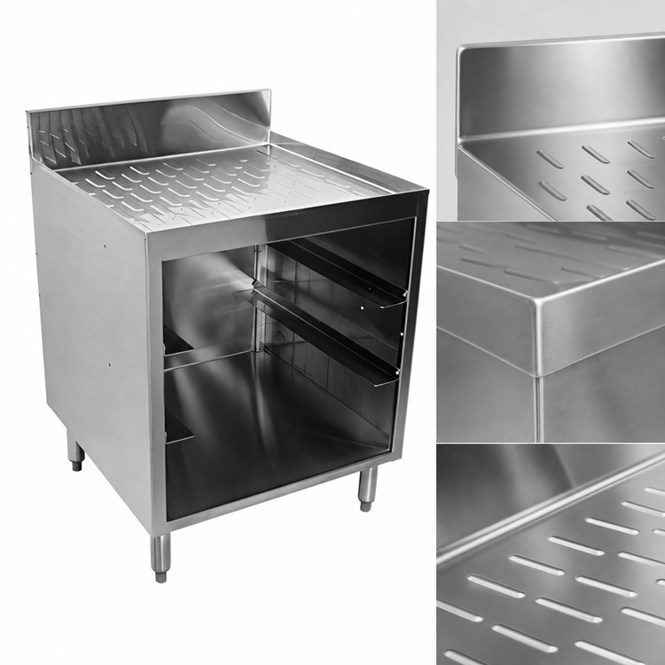 Product image #4 for CHOICE by Glastender 18-Inch x 24-Inch Drainboard Glass Rack Storage Unit, Open Front Base