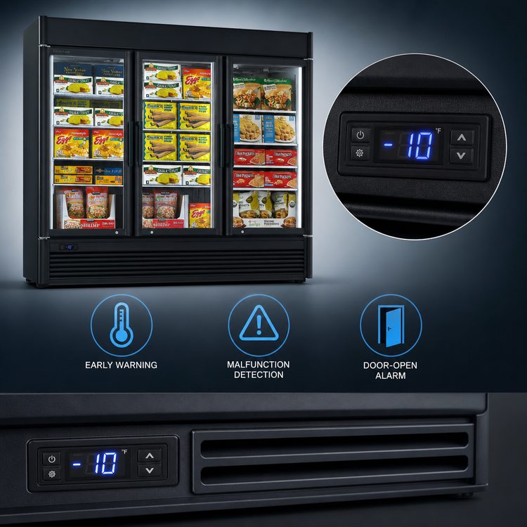 Product image #5 for Turbo Air Super Deluxe Three-Section Glass Door Merchandiser Freezer, 60.43 Cu. Ft., Bottom-Mount, 115V