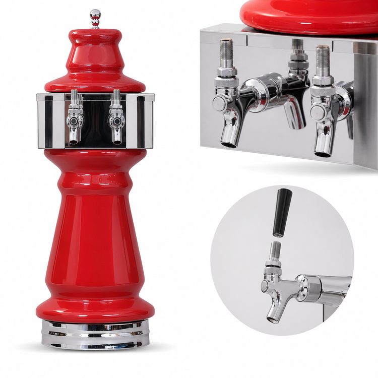 Product image #4 for Glastender Vienna 2-Faucet Air-Cooled Countertop Draft Dispensing Tower with Ceramic Column and Mirror Finish