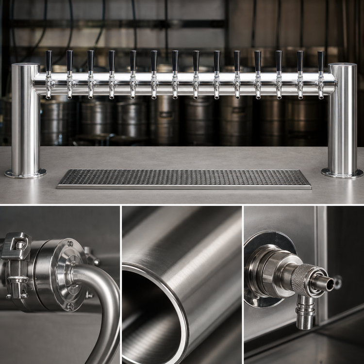 Product image #4 for Metropolis H 14-Faucet Countertop Glycol-Cooled Draft Beer Tower with Kool-Rite Module, Polished Stainless Steel